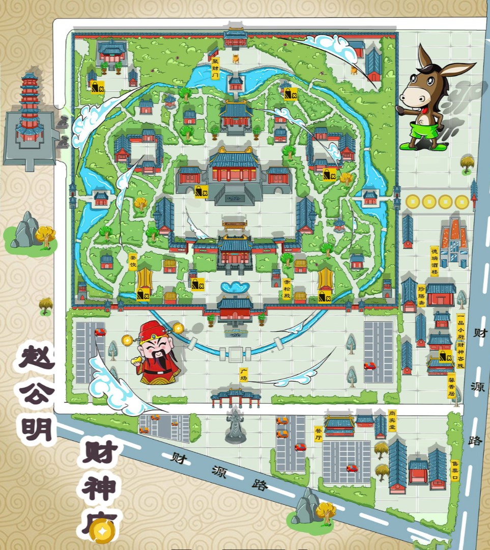 习水寺庙类手绘地图